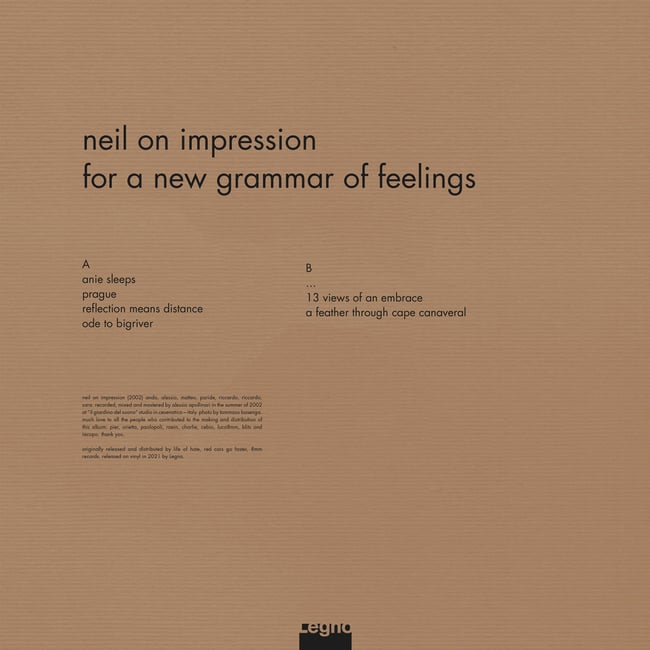Neil On Impression: For a New Grammar of Feelings LP