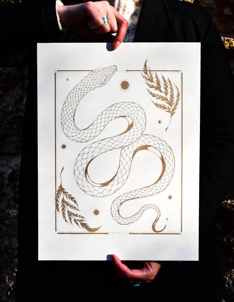 Image of Gold Snake Risograph Print