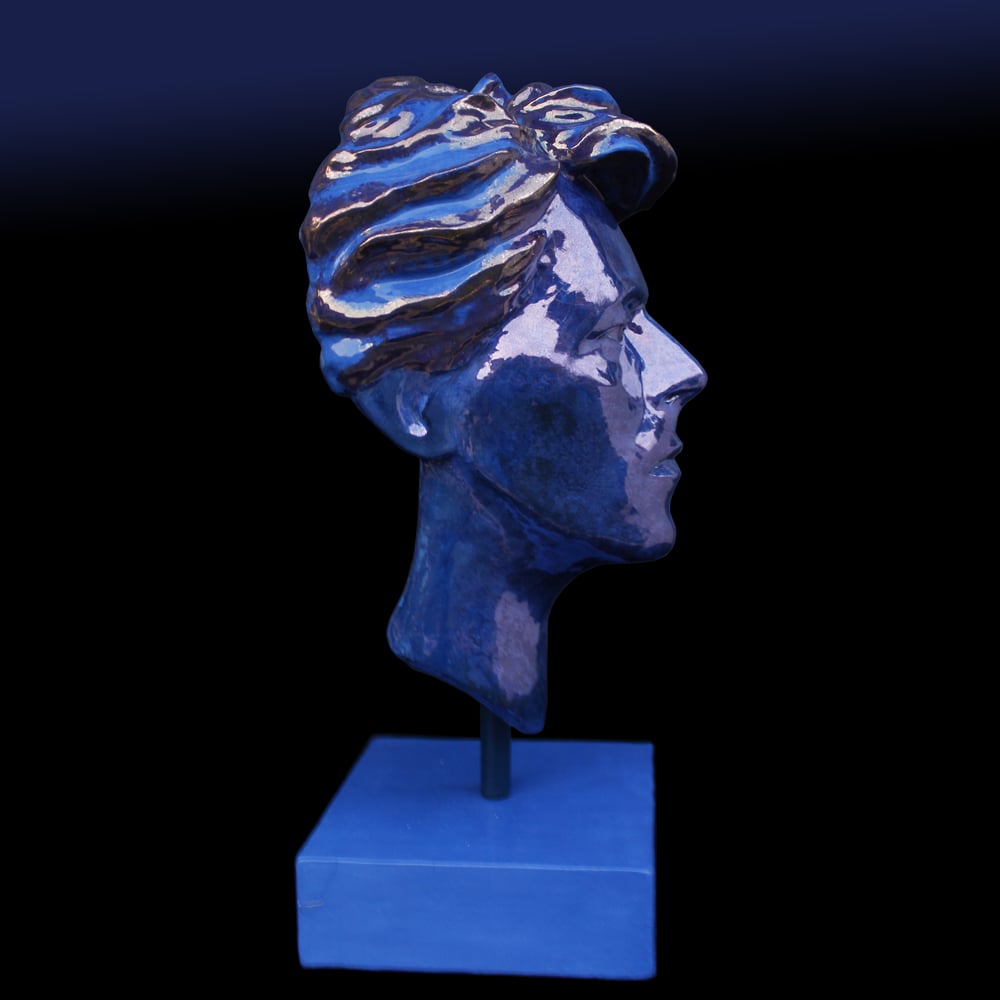 'Loving the Alien' Blue Glazed Ceramic Sculpture