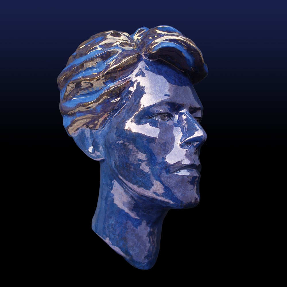 'Loving the Alien' Blue Glazed Ceramic Sculpture