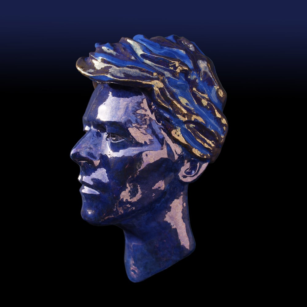 'Loving the Alien' Blue Glazed Ceramic Sculpture