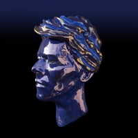Image 3 of 'Loving the Alien' Blue Glazed Ceramic Sculpture