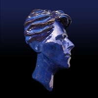 Image 4 of 'Loving the Alien' Blue Glazed Ceramic Sculpture