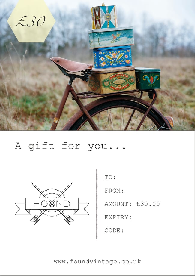 Found Vintage E-Gift Card £30 | foundvintageuk