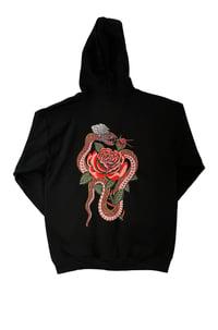Image 2 of SNAKE, ROSE & SKULL- Full zip hooded Sweatshirt-Black