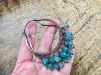 Image 4 of Raw Blue Apatite copper hoops - Hoops Collection n.9