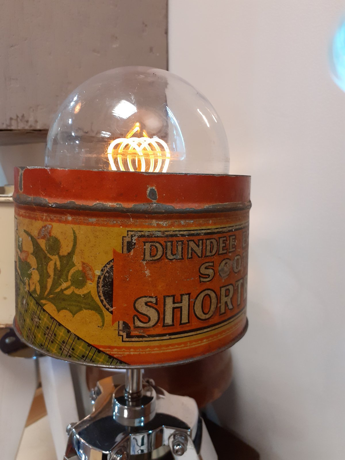 Image of NOW SOLD Vintage Table Top Tin Lamp. OOAk