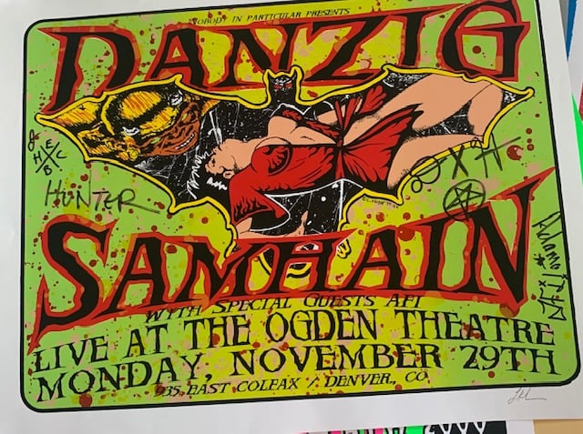 Danzig / Samhain / AFI (Autographed by AFI) Silkscreen Poster By Lindsey Kuhn, Signed By The Artist