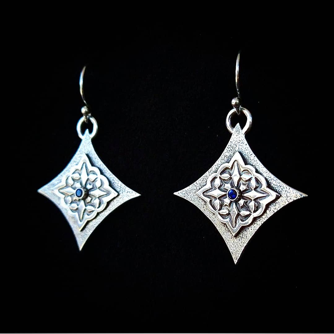 Image of Sapphire Star Tessellation dangle earrings 