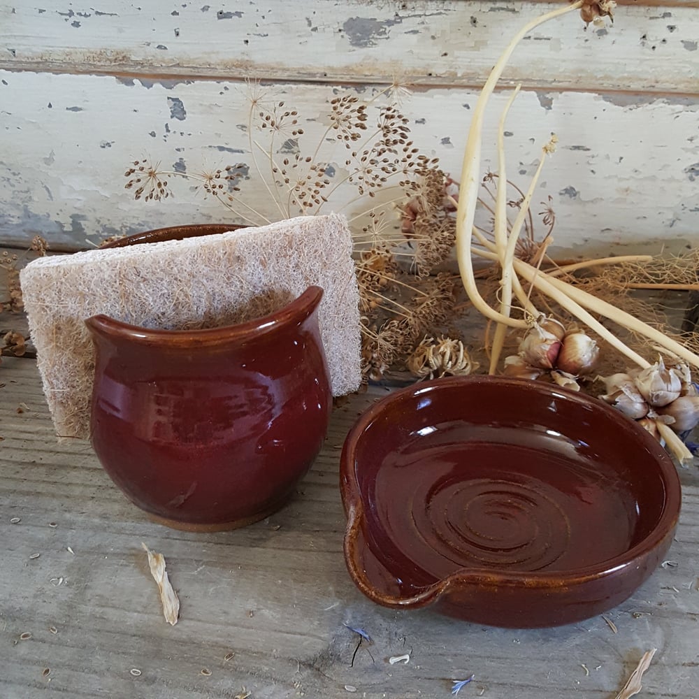 Image of Spoon Rest and Sponge Holder Set: Red Osier (Red)