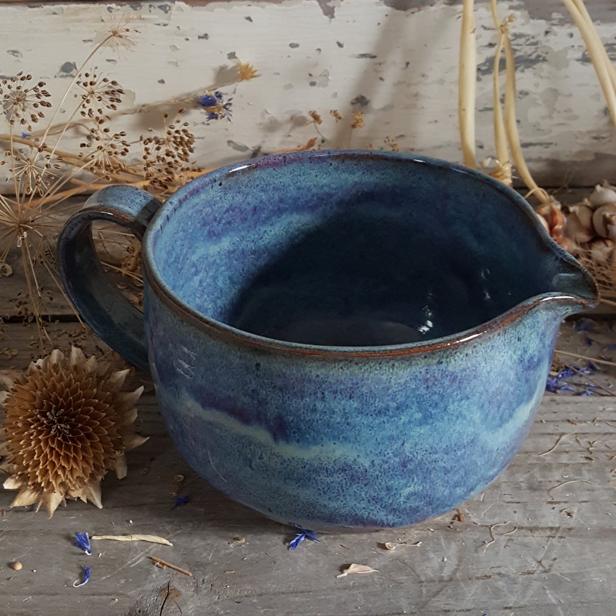 Image of Countertop-worthy Batter Bowl 3 cup with Tiny Duckling Pitcher: : Lupine (Periwinkle) 