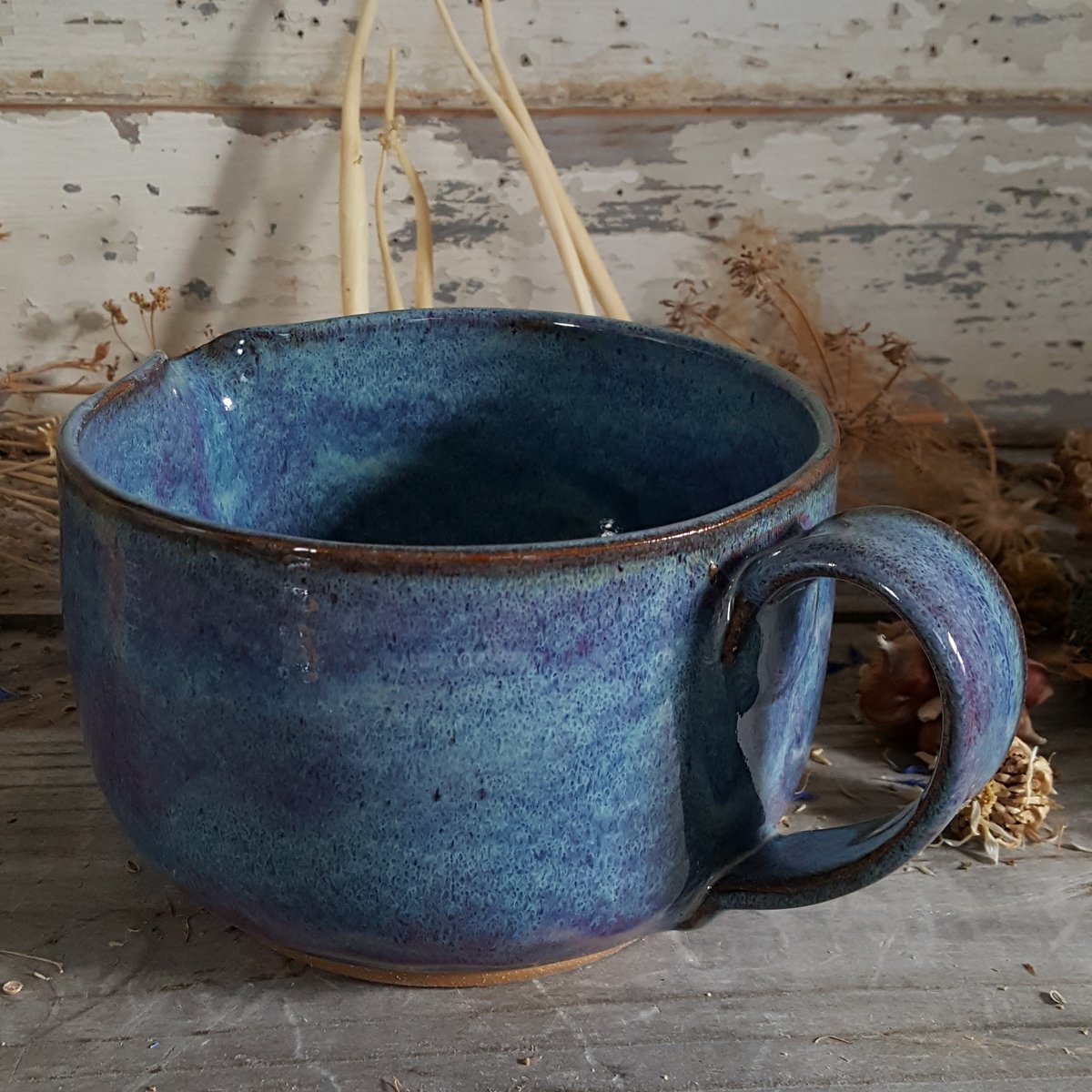 Image of Countertop-worthy Batter Bowl 3 cup with Tiny Duckling Pitcher: : Lupine (Periwinkle) 