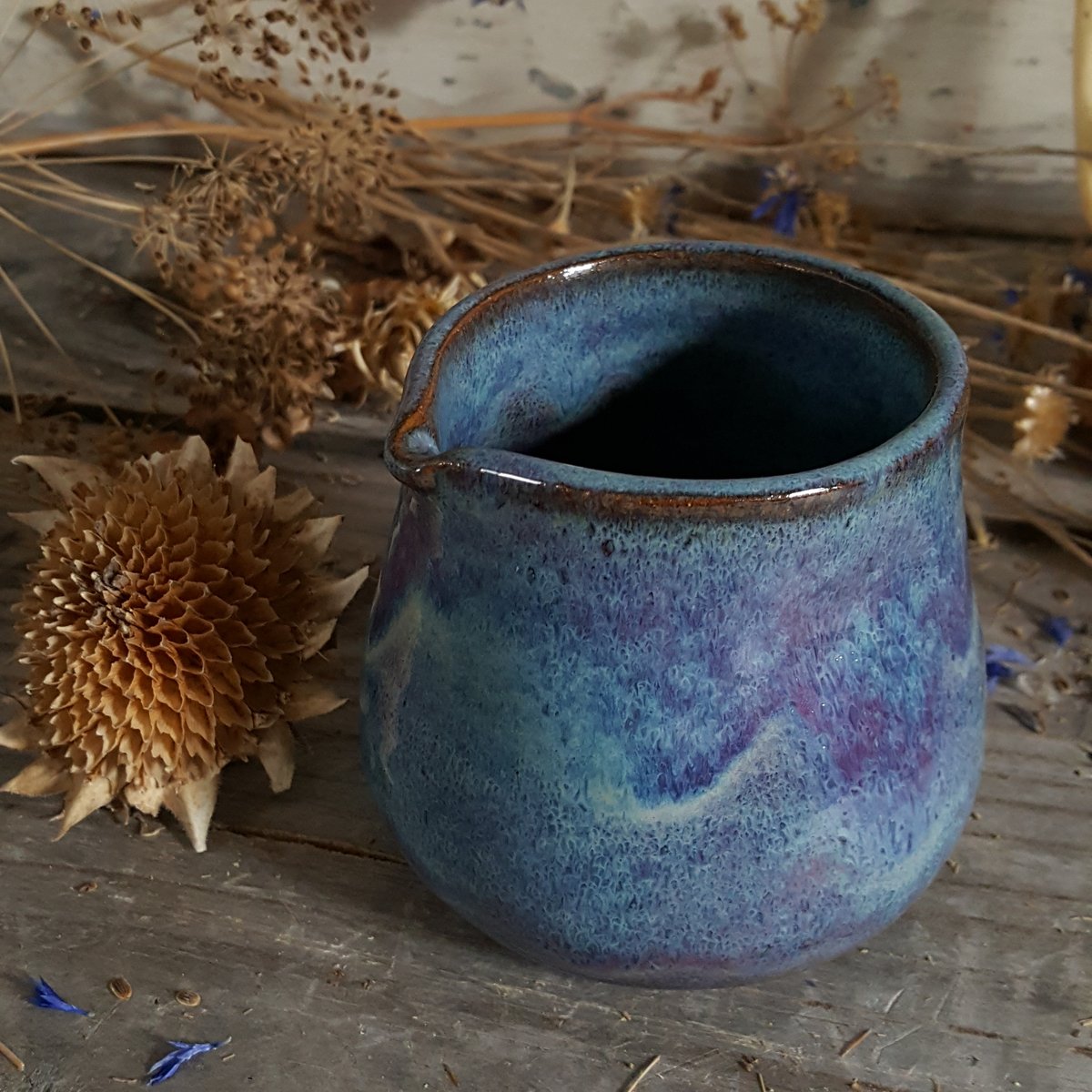 Image of Countertop-worthy Batter Bowl 3 cup with Tiny Duckling Pitcher: : Lupine (Periwinkle) 