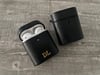 Black PU Leather Case Vegan For Apple AirPods Gen 1 2 Personalised With Initials