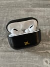 Black PU Leather Case For Apple AirPods Pro Personalised With Initials Custom