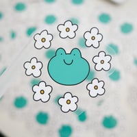 Image 3 of Frog and daisies sticker 