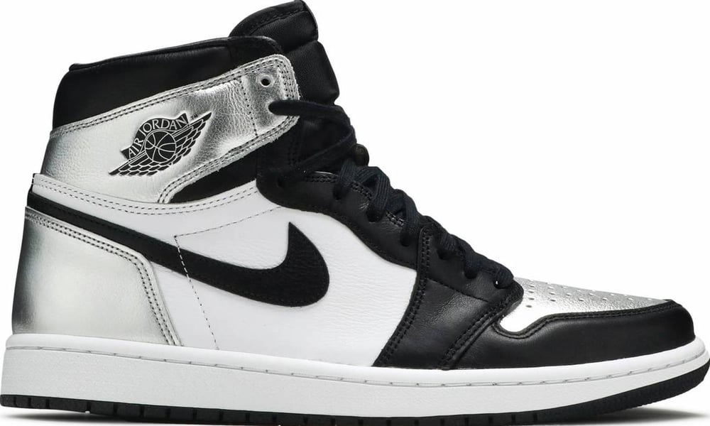 Image of Nike Retro Jordan 1 Hi Wmns "Silver Toe" Sz 10W/8.5M