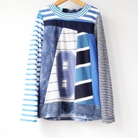 Image 1 of navy blue blues stripe 8/10 8 eight eighth 8th bday birthday long sleeve party tunic top shirt