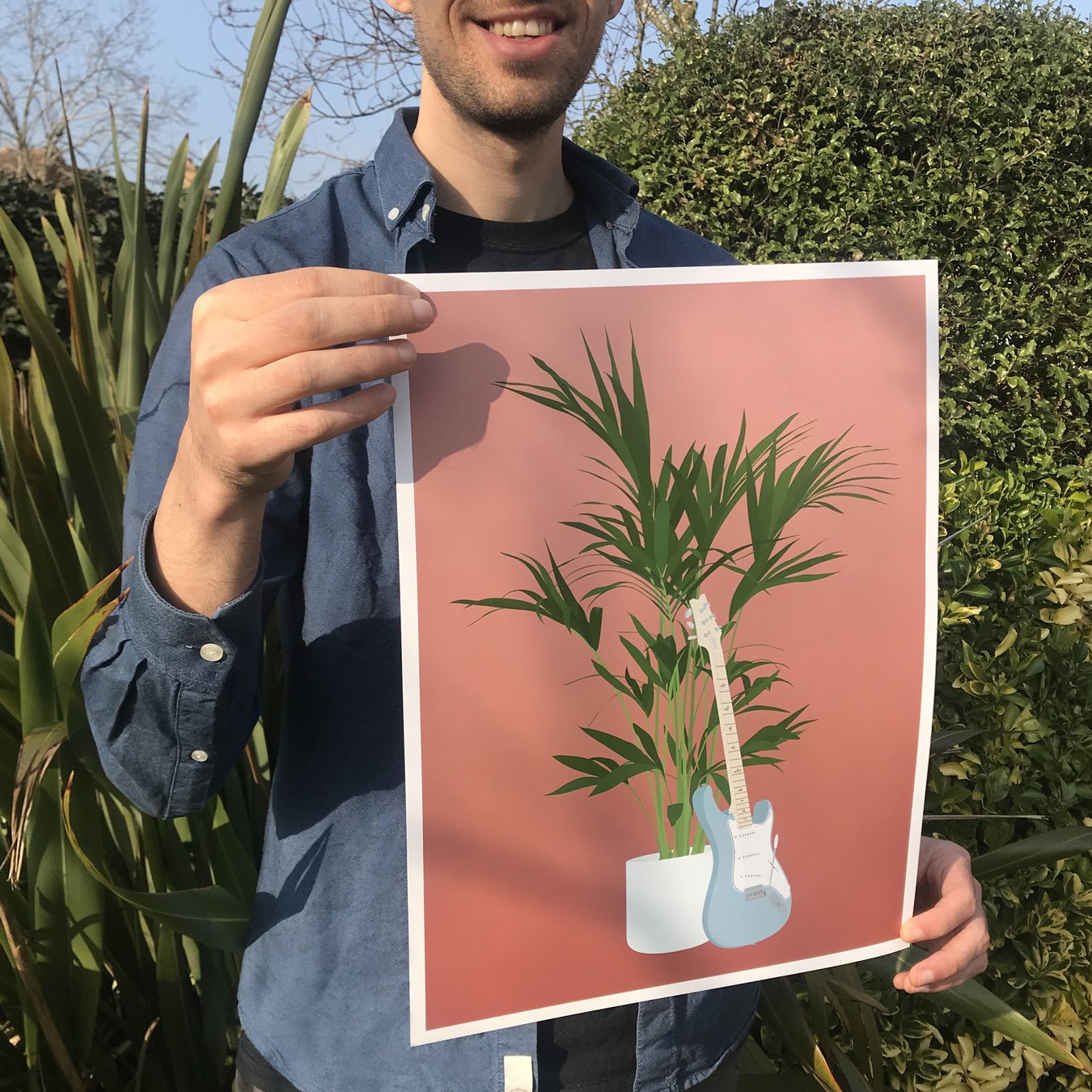 Image of Electric Guitar Houseplant Print