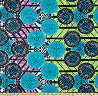 Image of African Ankara Print Kgabu Teal/Black Shade 30cm