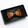 Handmade Black Orange Feather BowTie w/FREE Lapel Pin set