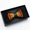 Handmade Black Orange Feather BowTie w/FREE Lapel Pin set
