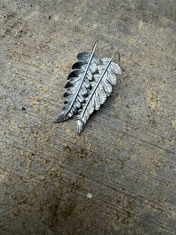 Image of Sterling Cinnamon Fern Earrings