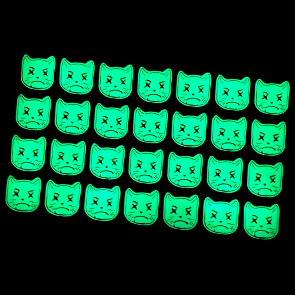 Image of 12 hour glow angry cat • collab with @mildratoast • glow in the dark die-cut vinyl