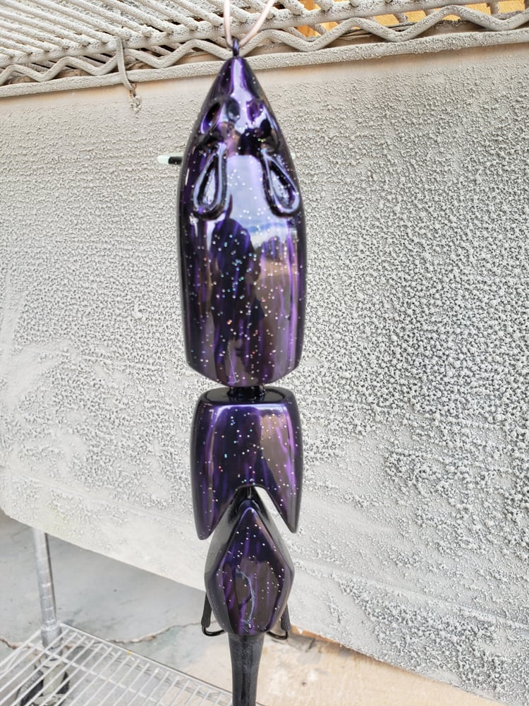 Image of 3 Piece V-Cut. Black Purple Fur.