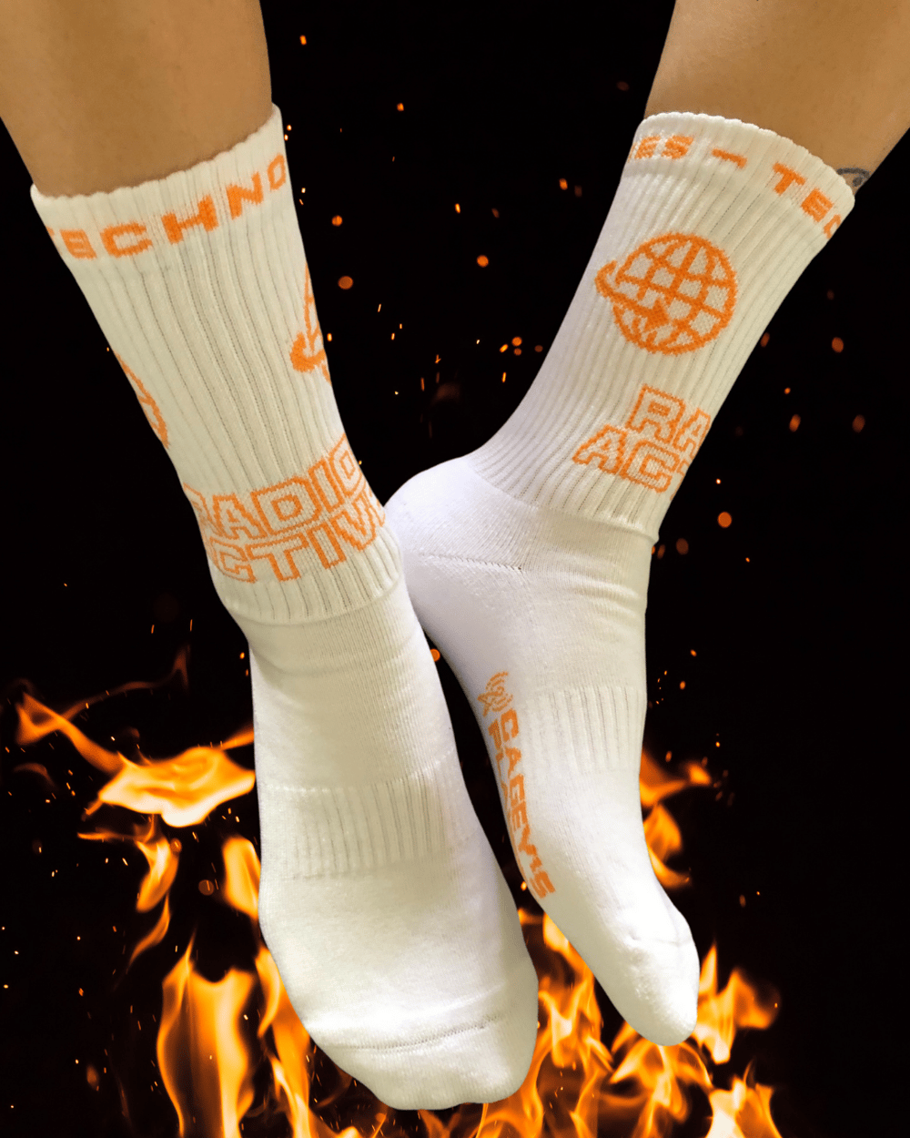 Radio Active Technologies Crew Sock (White/Orange)