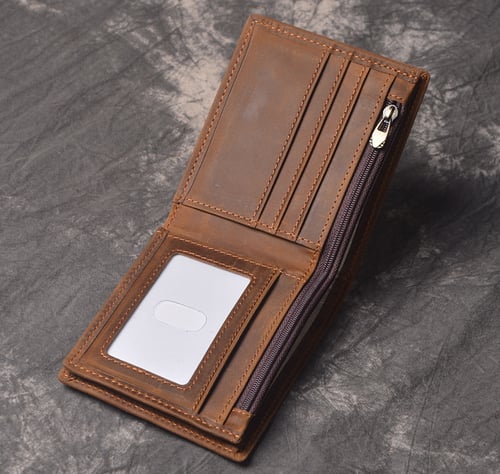 Image of Handmade Wholesale Genuine Leather Wallet Money Purse Bag Men Short Wallet Card Holder 198