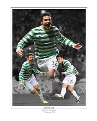 Limited edition signed Tony Watt Celtic v Barcalona print(dedicated to you) 