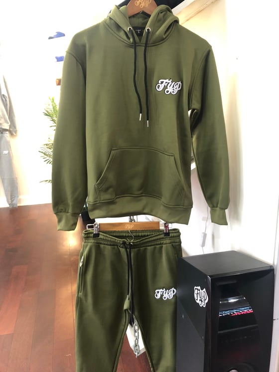Image of Olive Green Polyester Sweatsuit