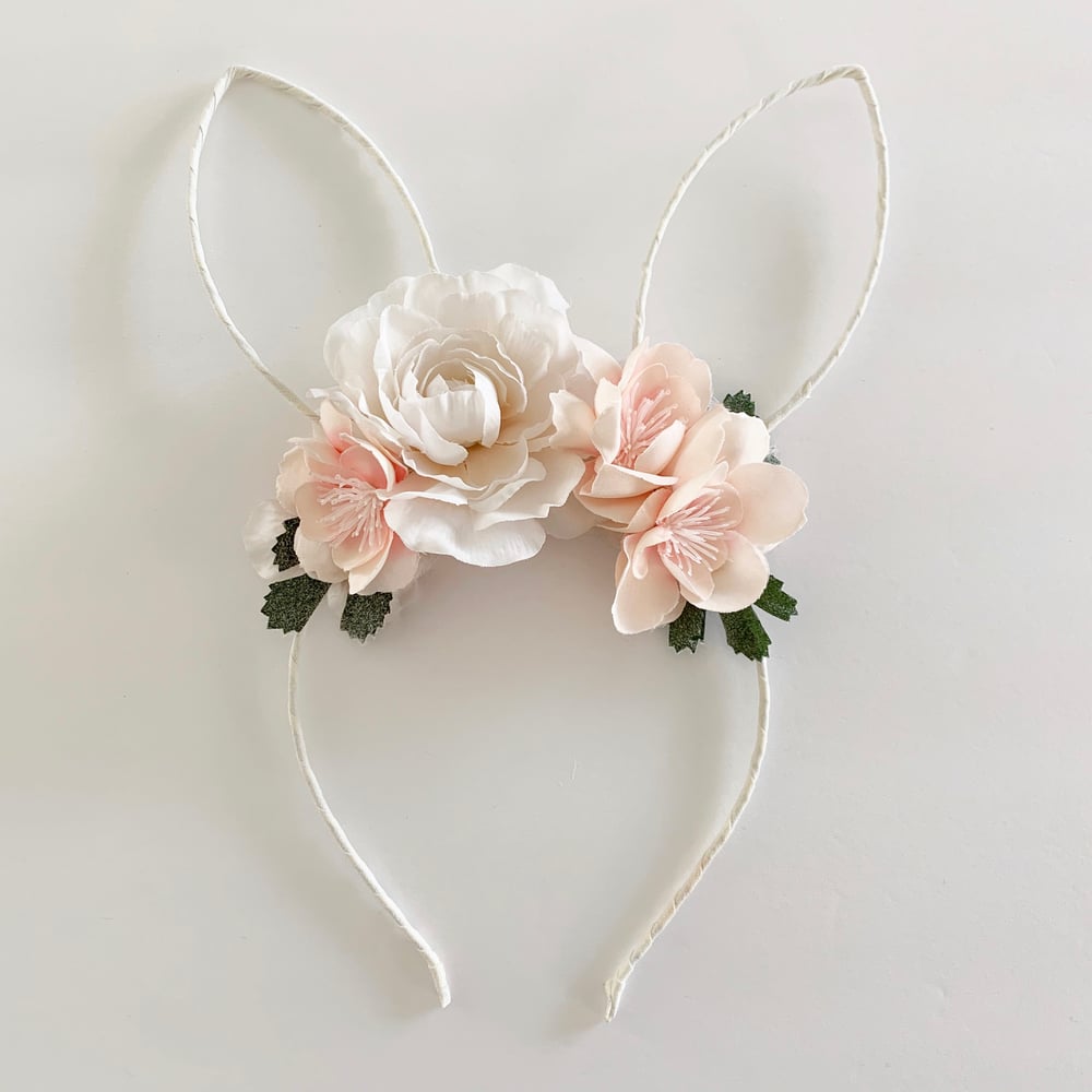 Image of Floral Bunny Ears - Cream, Soft Blush and White