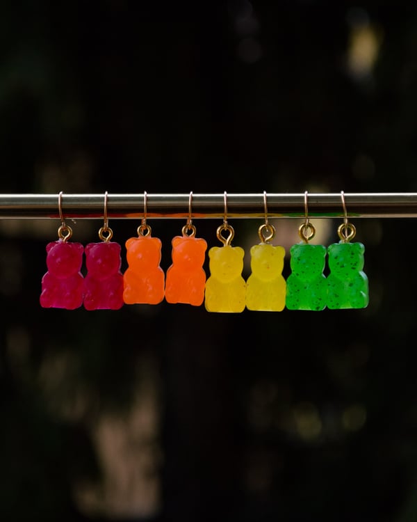 Image of Gummy bear EARRINGS (red-orange-yellow-green)