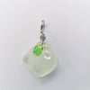 White Sea Glass Pendant Green and White Beads