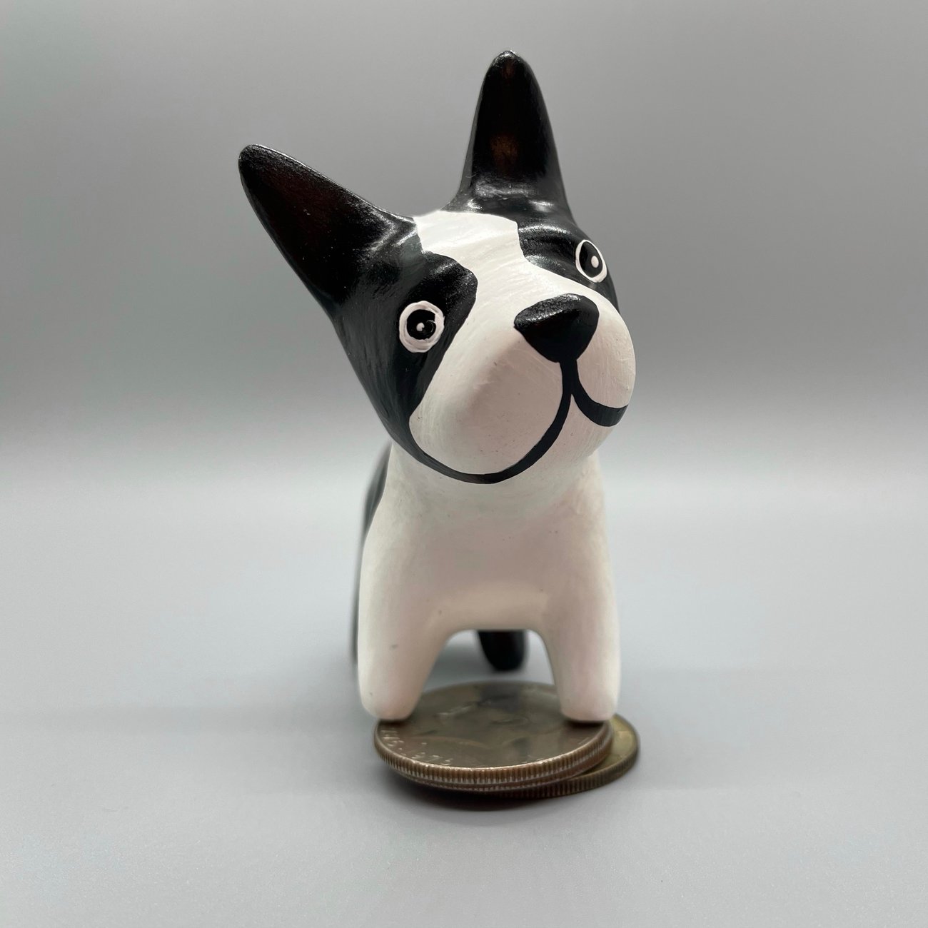 adorable seated boston terrier puppy collectible figurine