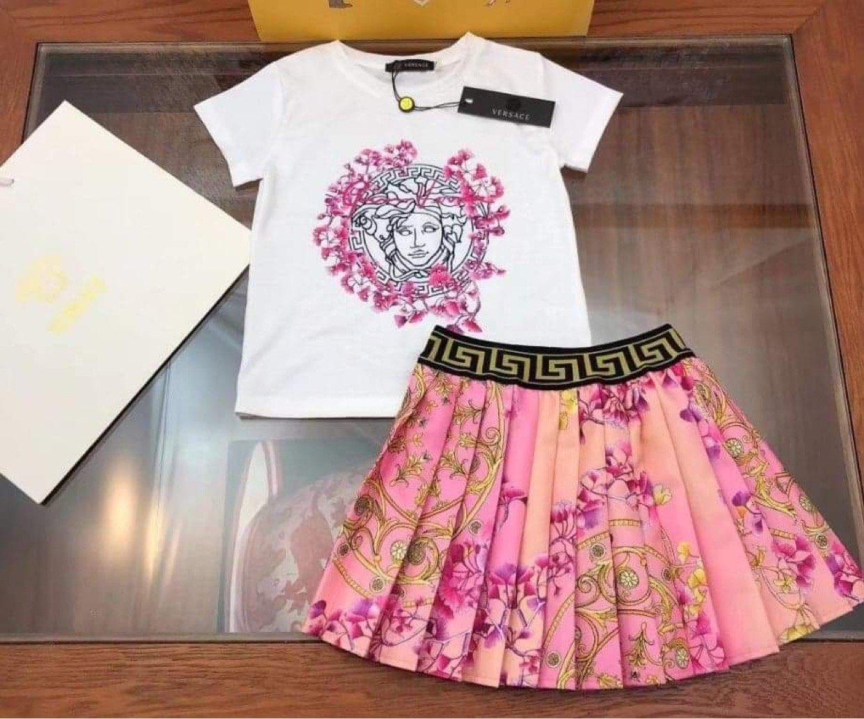 versace two piece skirt set