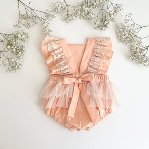 Image of Peach flutter romper 