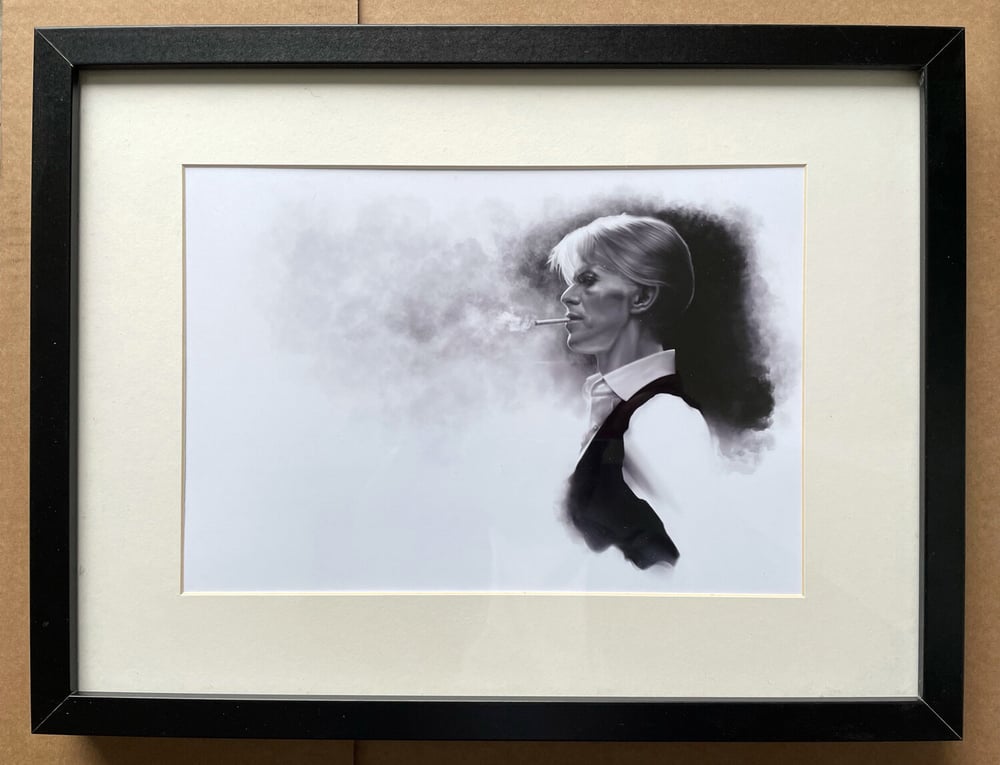 'Bowie Smoking' Art Print by Alisdair Wood