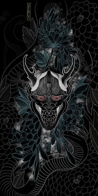 Limited Edition Blue-Gray Hannya Print