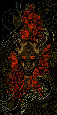 Limited Edition Poppy Red Hannya Print