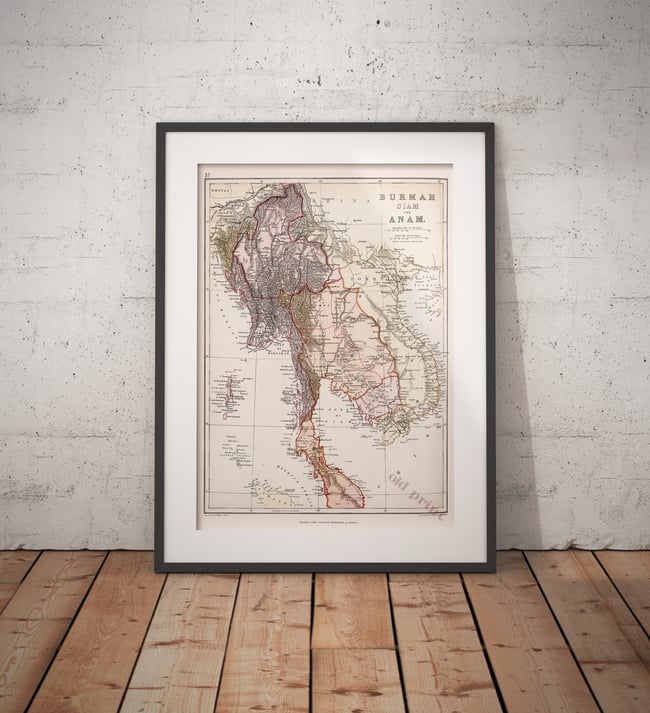 Burmah, Siam, and Anam | 1882 | Wall Art Print | Vintage Map