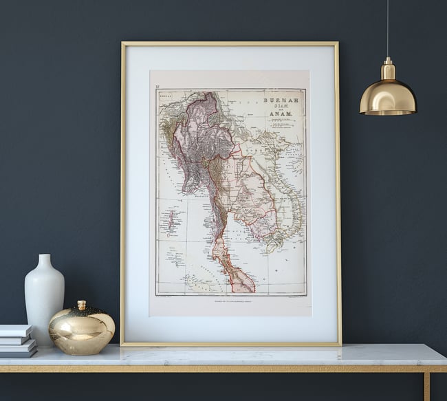Burmah, Siam, and Anam | 1882 | Wall Art Print | Vintage Map