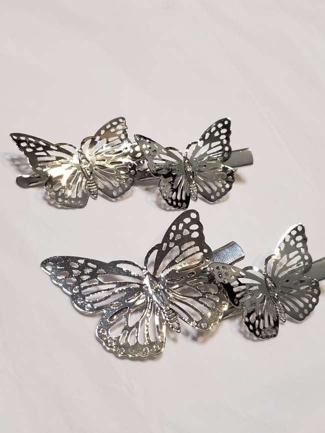 Silver Butterfly clips🦋 The Delirious Unicorn Co