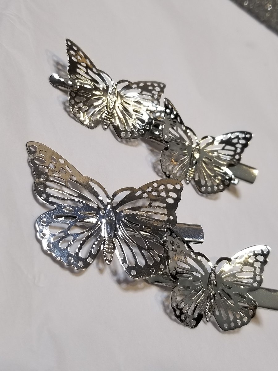 Silver Butterfly clips🦋 The Delirious Unicorn Co