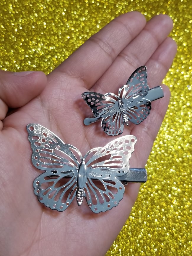 Silver Butterfly clips🦋 The Delirious Unicorn Co