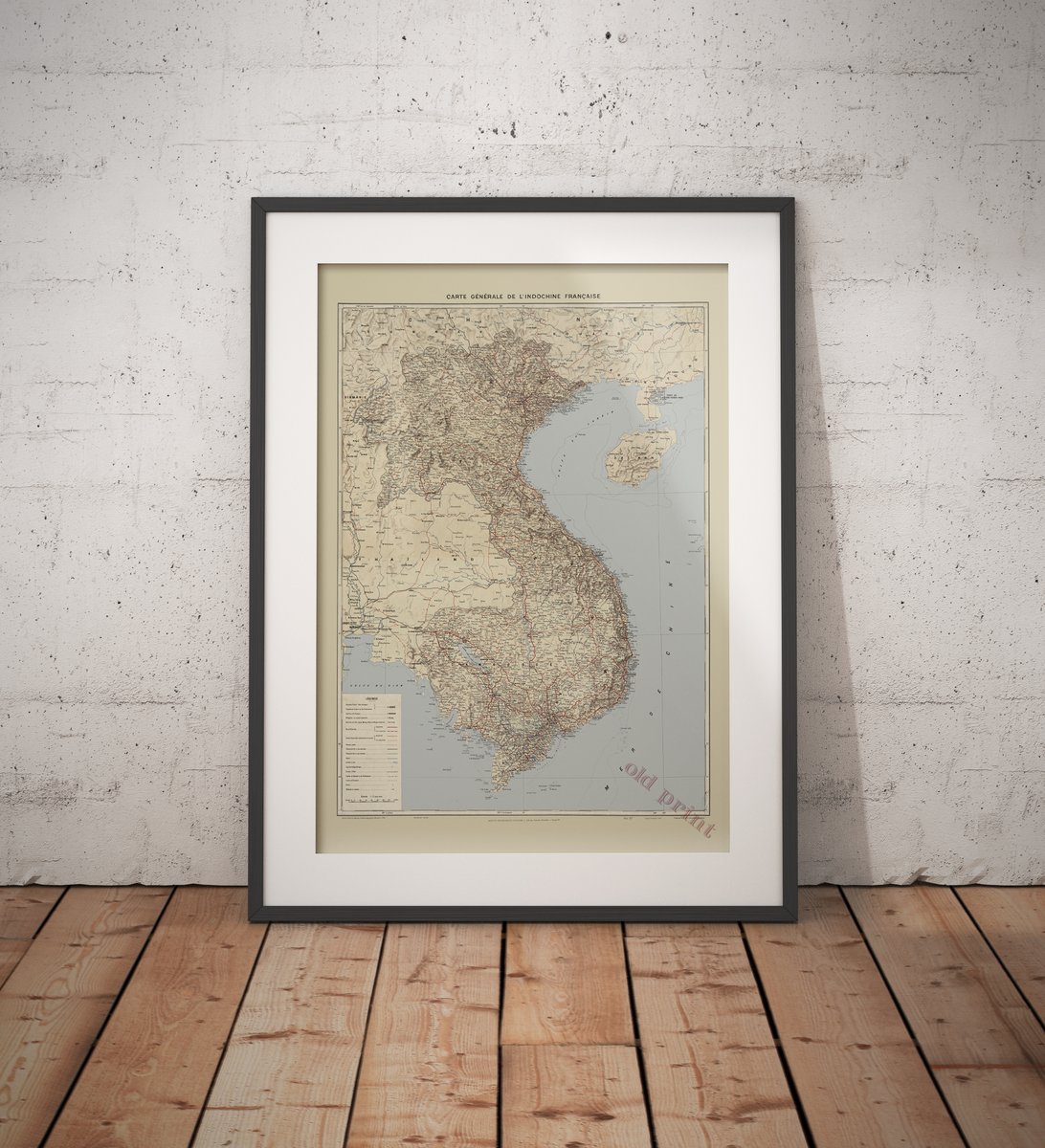 Carte générale de l'Indochine française | 1945 | Southeast Asia | Wall ...