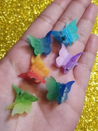 Image 1 of Rainbow 90's butterfly clips🦋