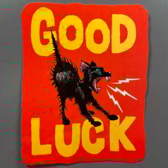 Image of XL-GOOD LUCK- SLAP- RED- VINYL SCREEN PRINT STICKER